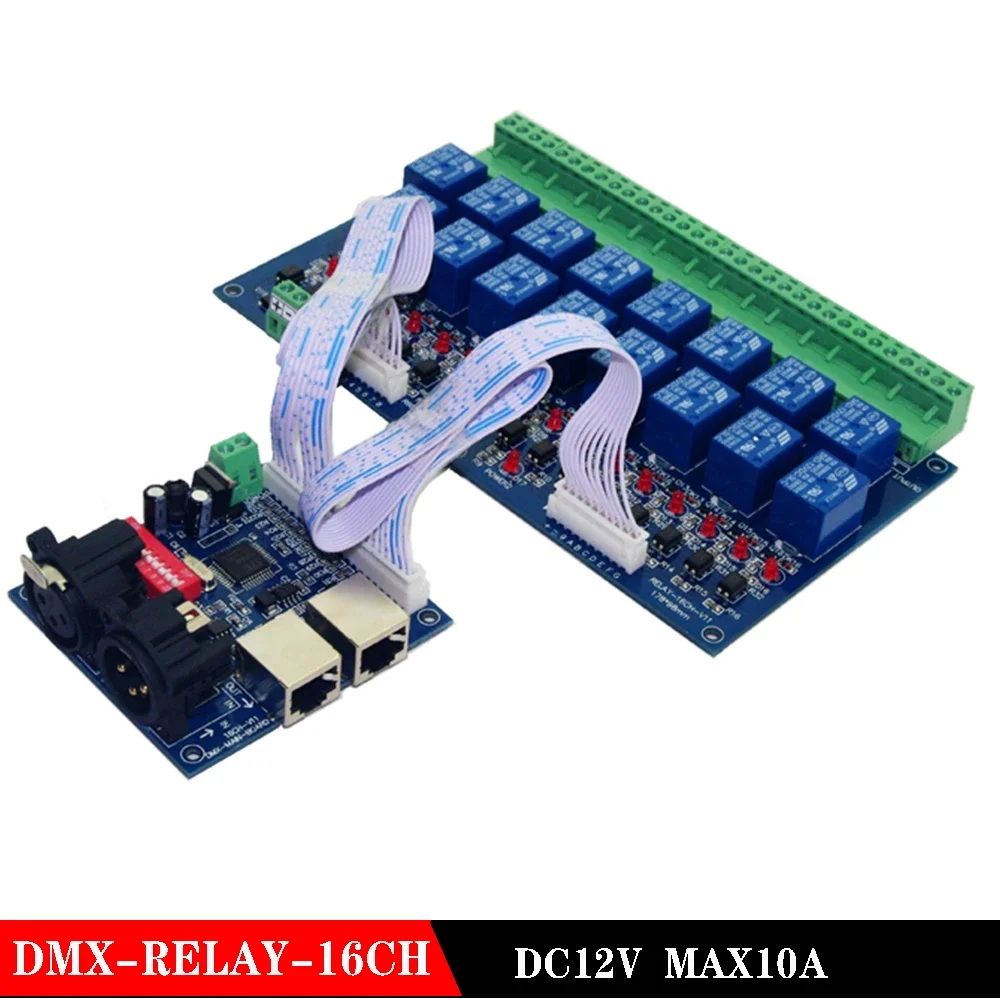 placa do decodificador do rele e placa principal dx relay16ch dmx512 dc12v max10a grupo 16 01