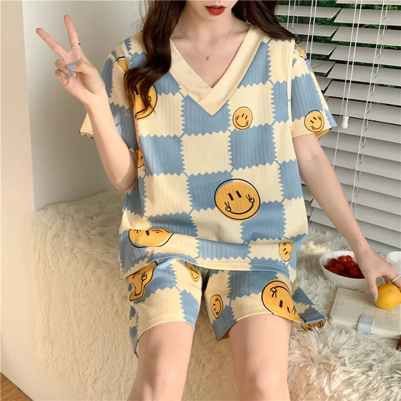 Kawaii sanrios cinna moroll plus größe pyjama anzug cartoon sommer mädchen lose pyjama homewear niedliche anime kurze ärmel shorts set