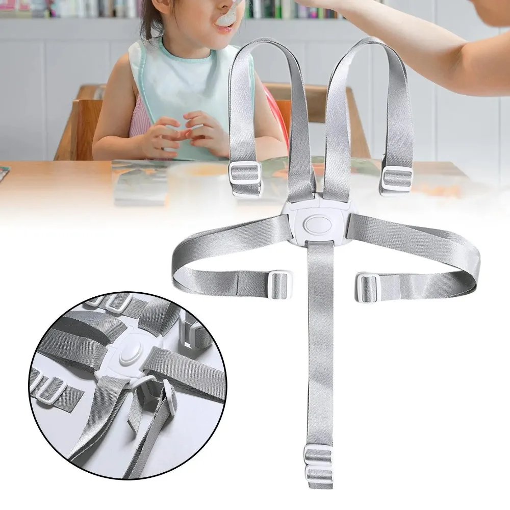 Adjustable Universal Baby Safety Belt with 5-Point Harness, Firm Fixed Strap for High Chair, Car Seat & Rest, Safe Protection Be