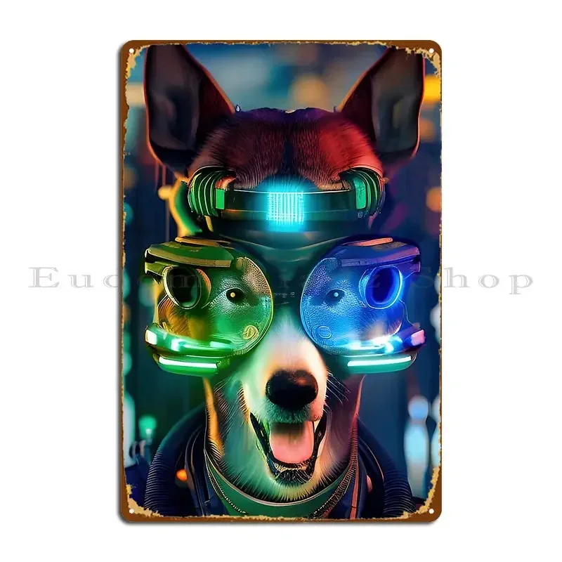 Steampunk Dog Portrait Digital Graphical Illustration Metal Plaque Poster Sign Wall Decor Designs Cinema Pub Tin Sign Poster