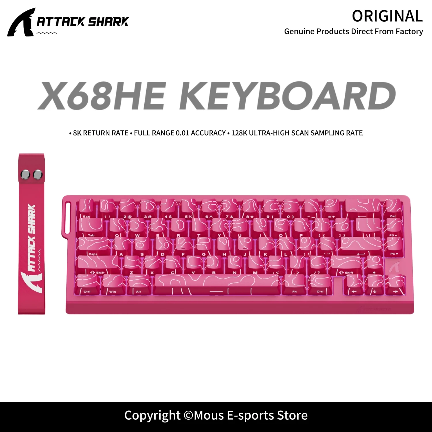 X68HE X68PRO ATTACK SHARK Magnetic Mechanical Keyboard 0.125ms Ultra Low Latency PO Cotton Silicone Fill RGB Backlit 8K Wired