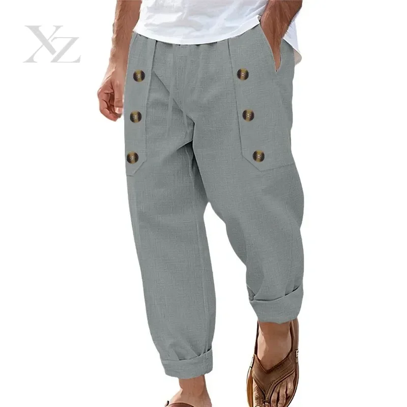 2026 Men's {} Summer Breathable Solid Color High Quality Sweatpants Hawaiian Beach Sports Jogging Casual Pants Male Trousers