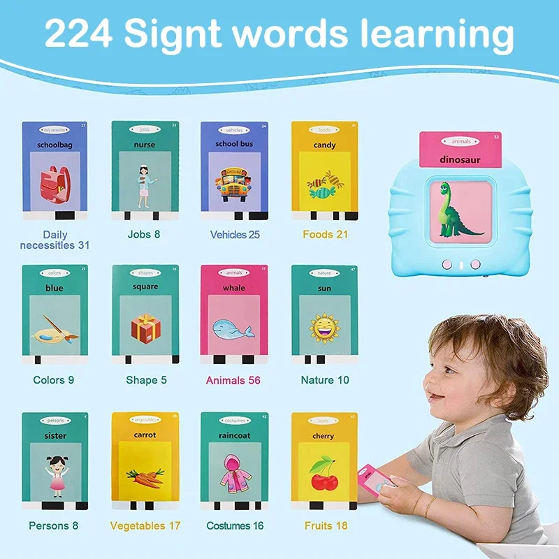 

Talking Flash Cards for Toddlers 224 Sight Words Flash Cards Kids English Language Electronic Book Kids Educational Learning Toy