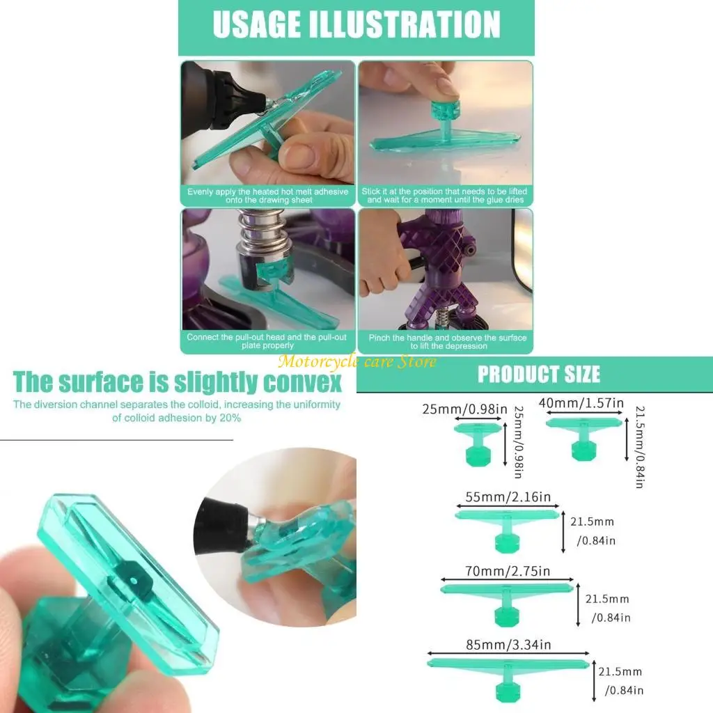 

U75F прозрачный шаг в стиле Auto Dent Resement Tabs Fixing Plastic Material Easy в использовании для поверхностей средств.