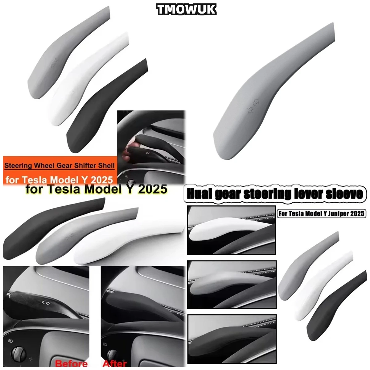 

Easy - Install Steering Wheel Gear Shift Steering Lever Cover For Tesla Model Y Juniper 2025