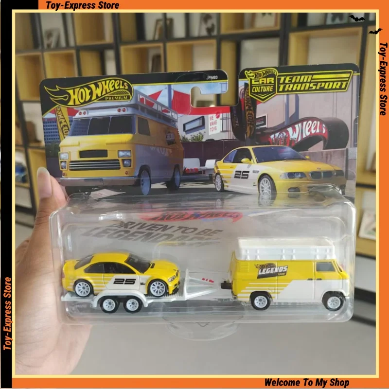 

Hot Wheels Premium Car Culture 2025 Legends Tour Exclusive 1/64 Car Model Hotwheels 2025 BMW M3 HW Rally Hauler Trailer Kid Toys