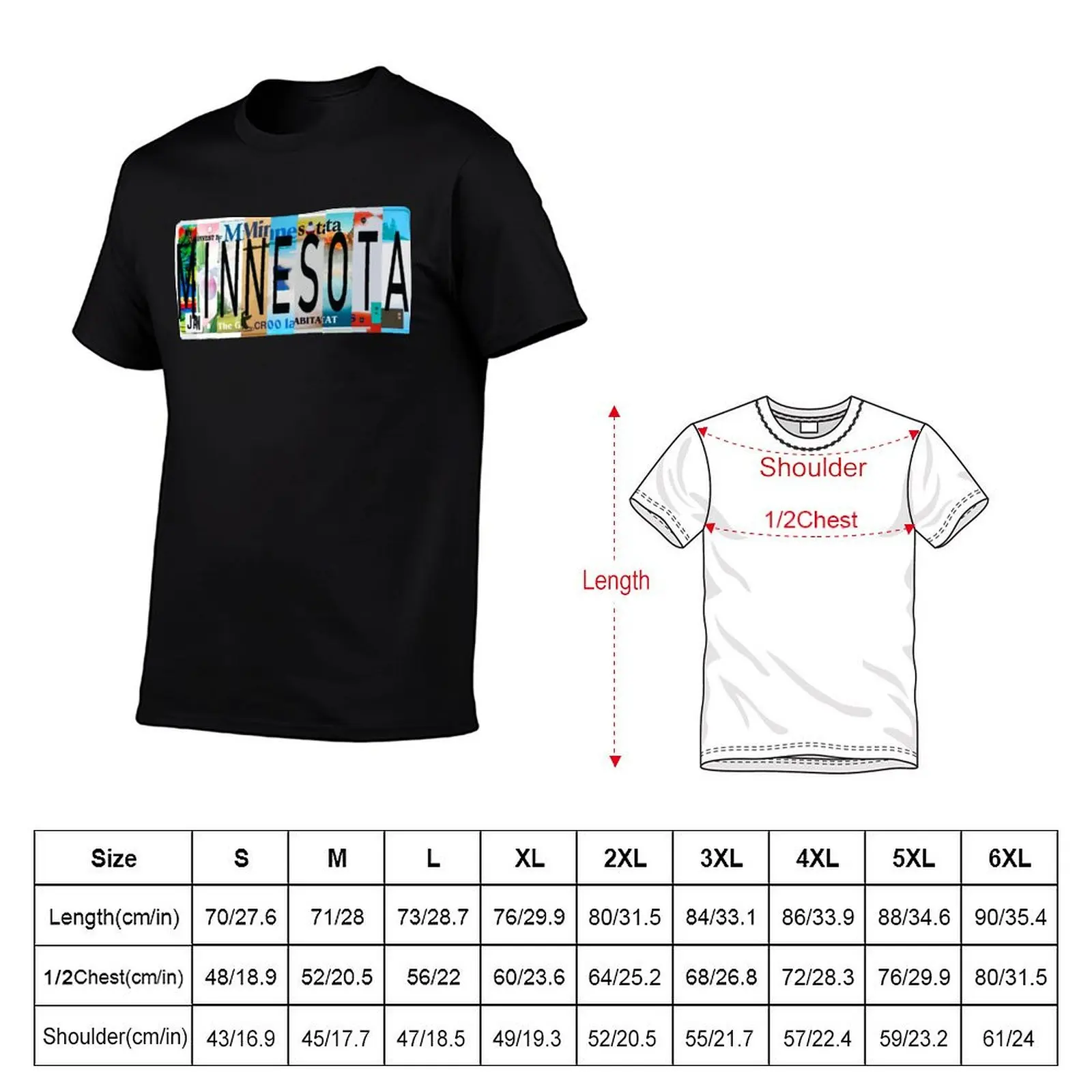 Minnesota License Plates T-Shirt Casual All Match Tee Shirt for Men