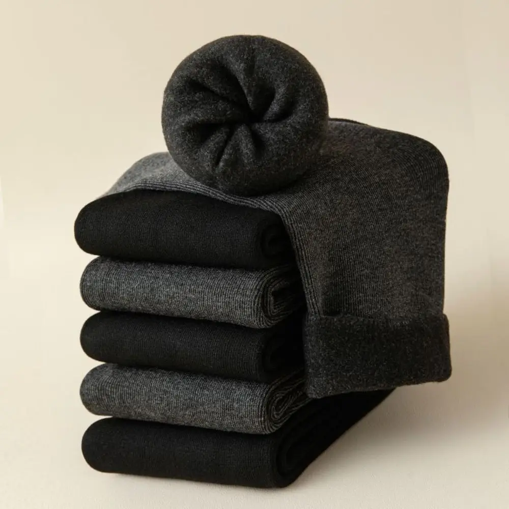 

Fashion Thermal Warm Socks Thick Solid Color Mid Tube Socks Thermal Floor Socks For Men
