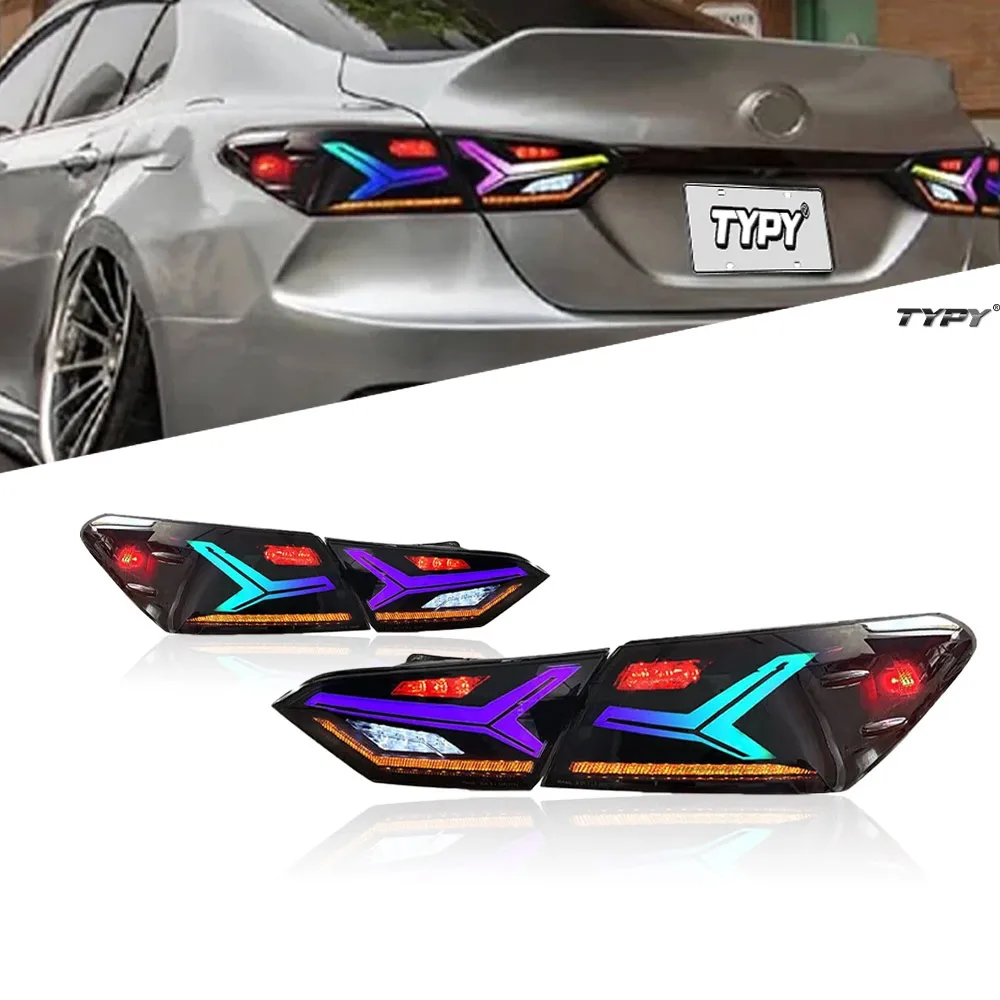 

TYPY Автомобиль RGB TailLamp Ассамблеи Для Toyota Camry RGB задний фонарь 2018-2023 Обновление до NEW Camry динамический сигнал поворота светодиодные задние фонари