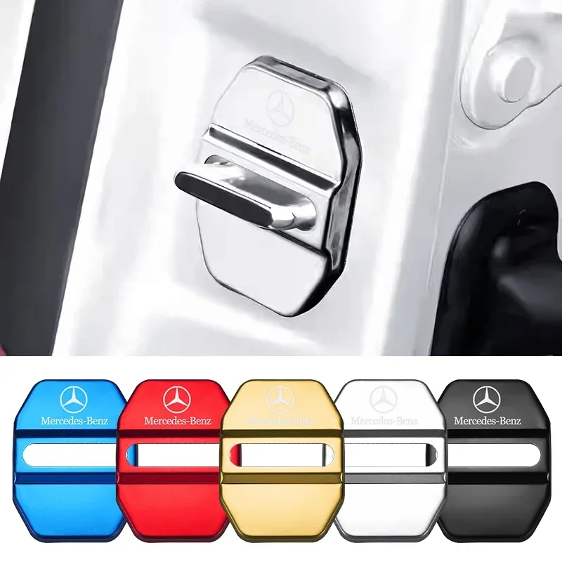 4PCS Car Door Lock cover Protect Buckle Cover Latch Stop Anti Rust For Mercedes Benz AMG A B C E S Class GLC GLK GLE GLA CLA GLB