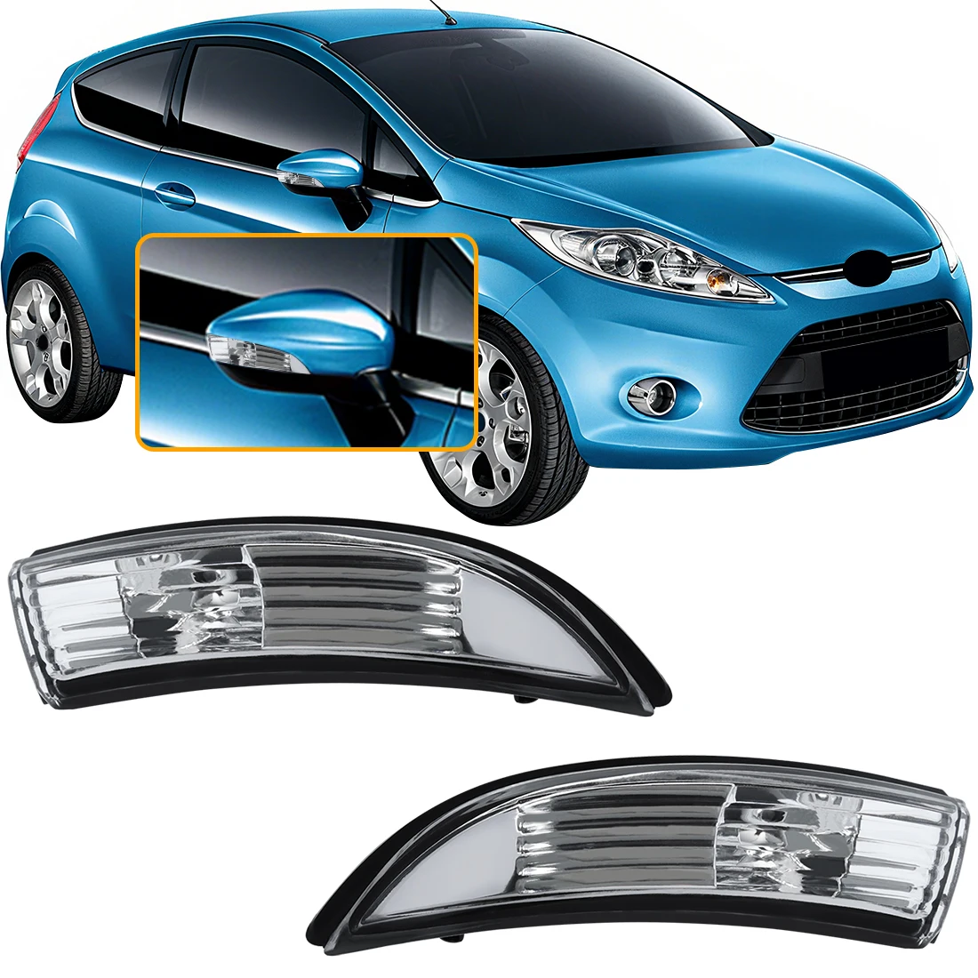 Replacement Rearview Side Mirror Turn Signal Lamp For Ford Fiesta 2009-2015 OE#8A61-13B382-AF 8A61-13B381-AF Car Indicator Light
