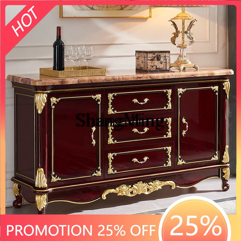 

CL side cabinet solid wood carving flower dining room tea cabinet living room red sandalwood locker