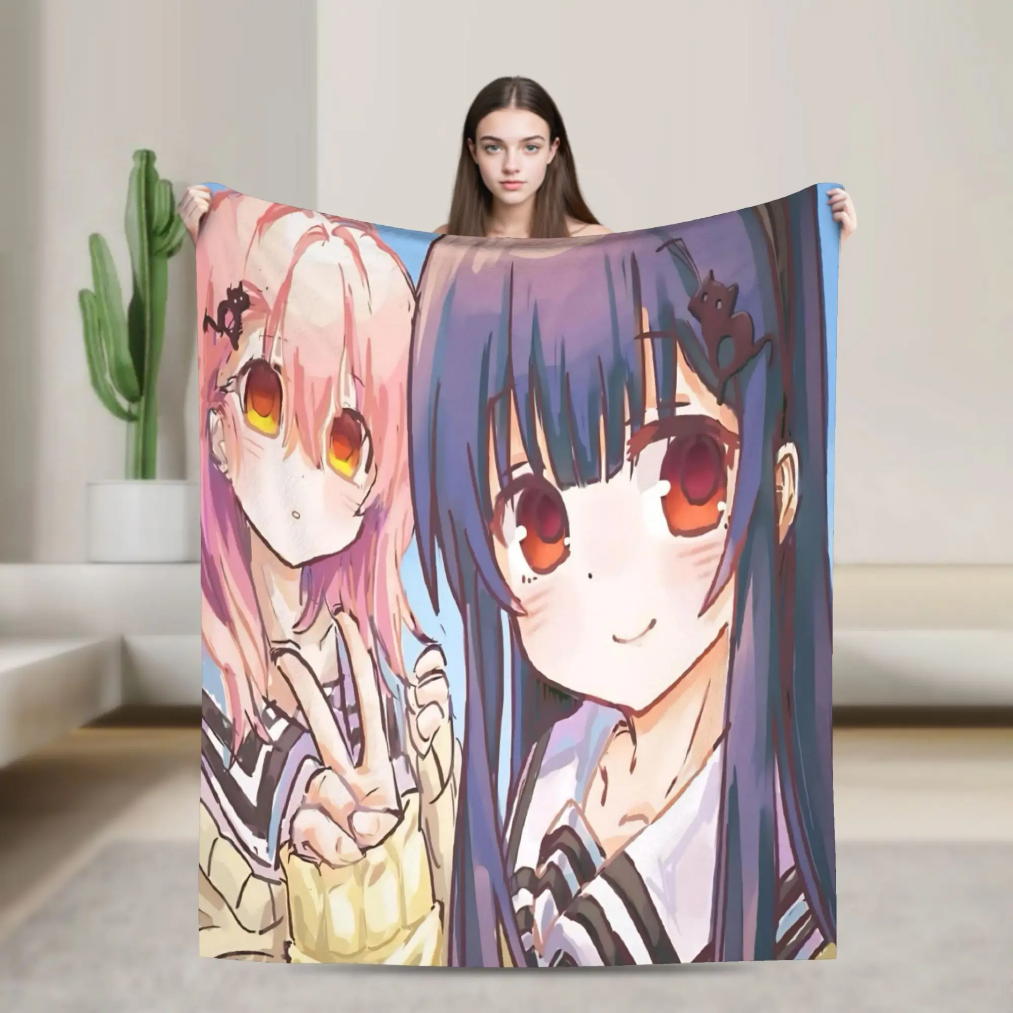 You and Me and Her A Love Story Miyuki Aoi  Blanket Super Soft Cozy  Throw Blankets for Bed 50x60 Inch Multiple Sizes Quilt