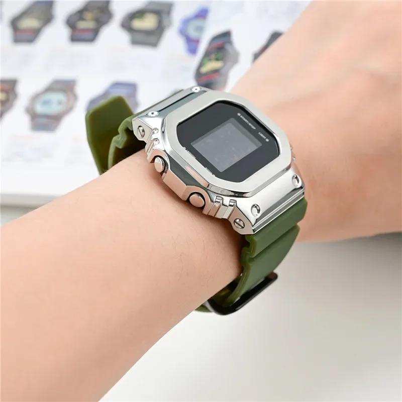 Cxdfor Casio G-Shock GA2100 GM2100 GM-5600 TPU Resin Strap Replacement Waterproof Rubber Sport Quick Release Watch Bracelet Band