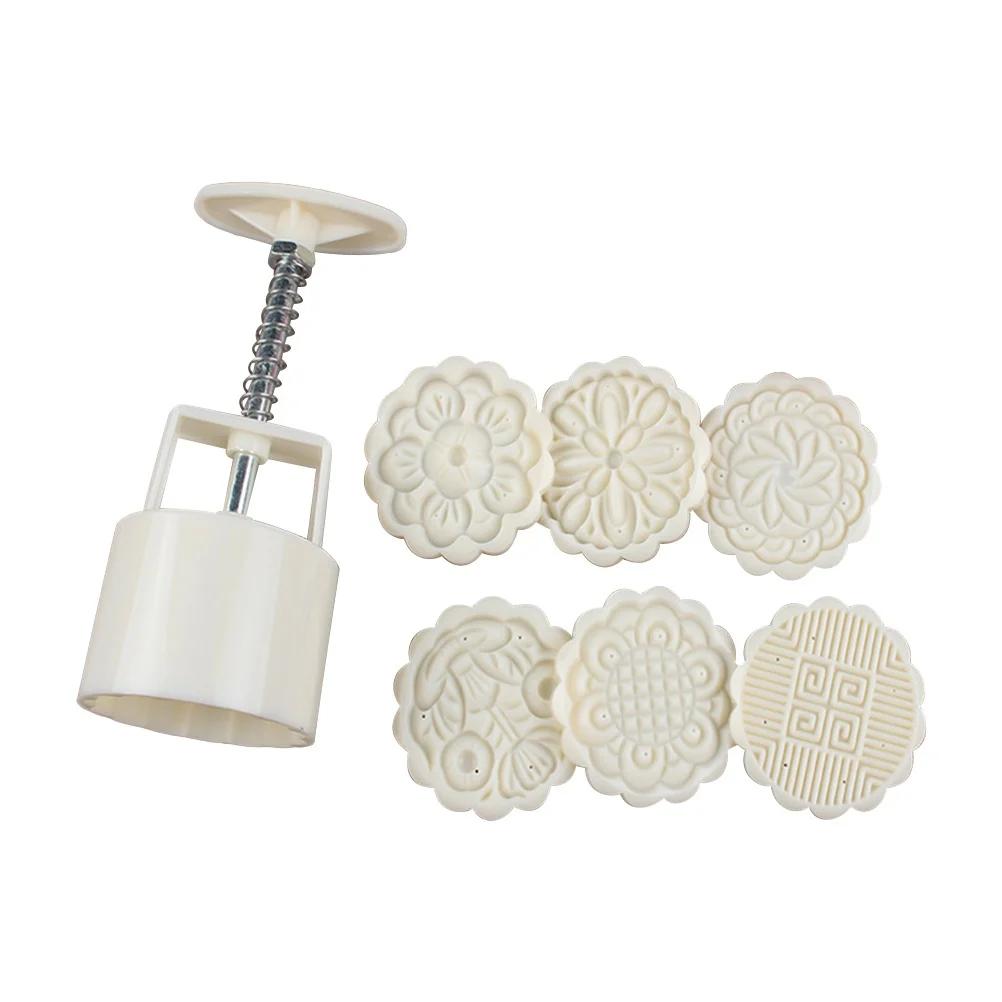 

Moon Cake Mould Set 6 Pieces Round Design for Handmade Baking Decorating Tools Kitchen Cooking Utensils Moon Cake Mould