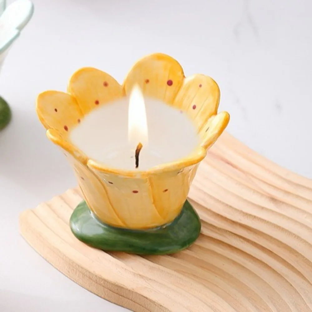 

Handmade Ceramic Tealight Candle Cups Minimalist Design Painted Aromatherapy Candle Cup Storage Box Multi-Purpose Cup