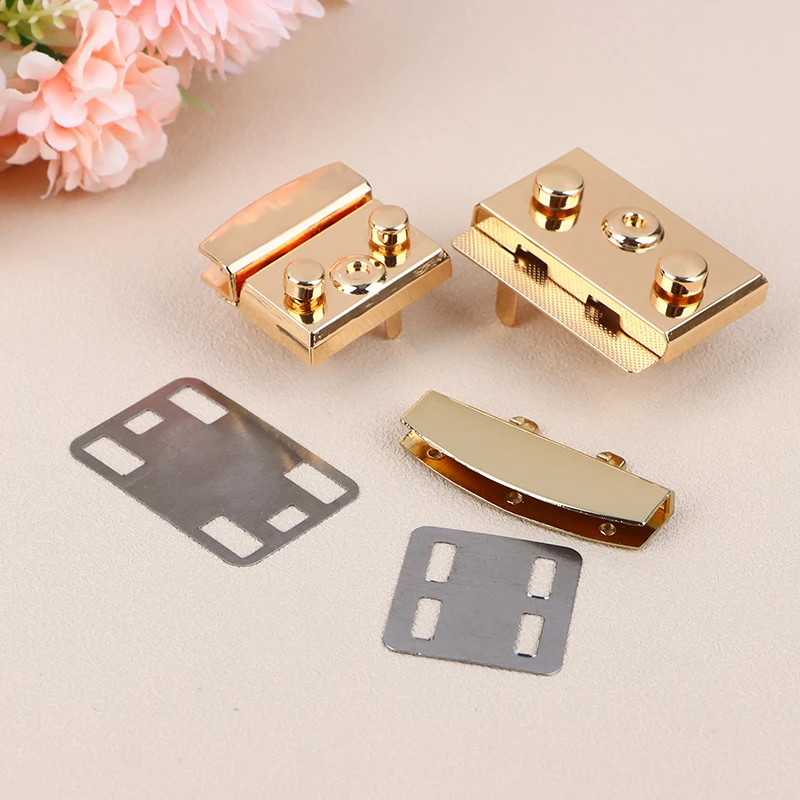 Square Push Lock Spring Metal Twist Lock Snap Closure Briefcase Closure Bag Lock Clasp Fasteners For Leather Bag