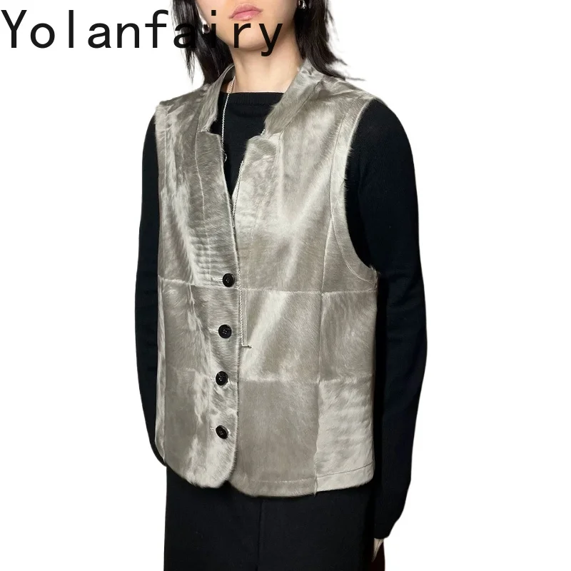 YOLANFAIRY Winter Luxury Real Fur Coat Women Silky‑Soft Gilet Natural Lamb Shearling Vest Ultra‑Lightweight Sleeveless Waistcoat