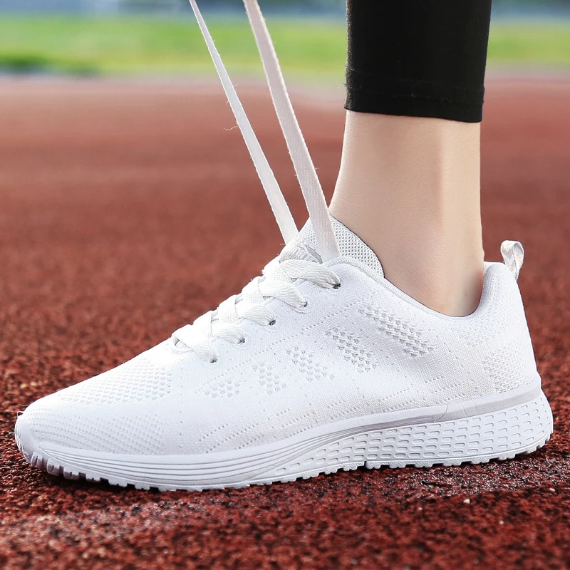 Zapatillas de deporte gruesas vulcanizadas para Mujer, zapatos planos a la moda, para caminar, de talla grande