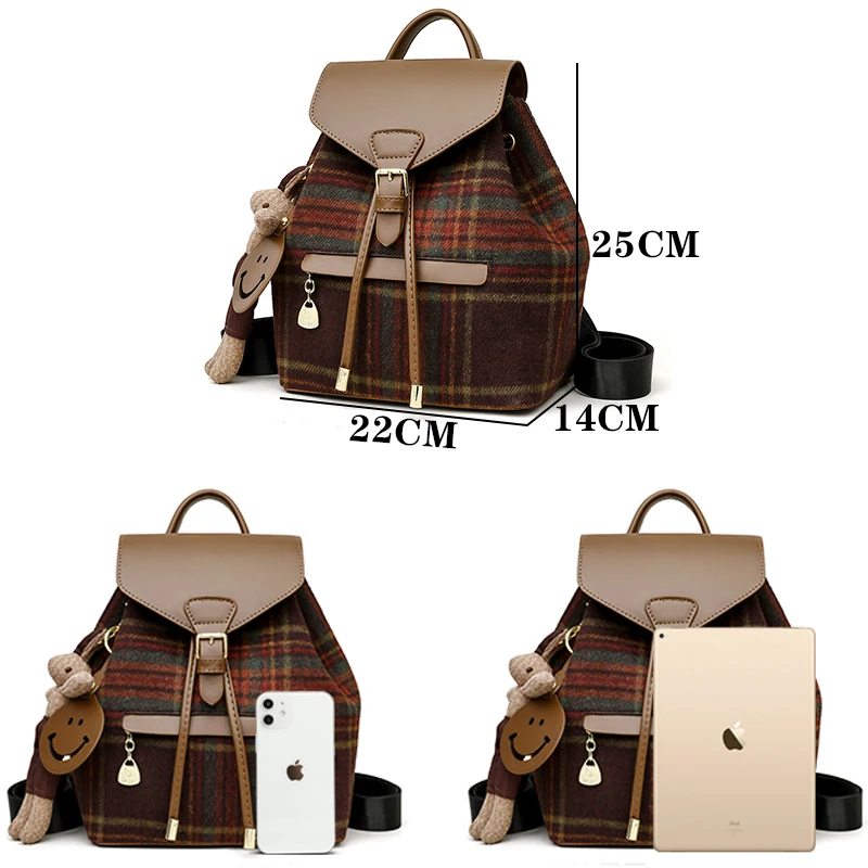 Fashionable Plaid Nylon Backpack Luxurious Women\'s Designer Brand Backpacks Large Capacity Travel Mochilas SchoolBag Sac A Dos