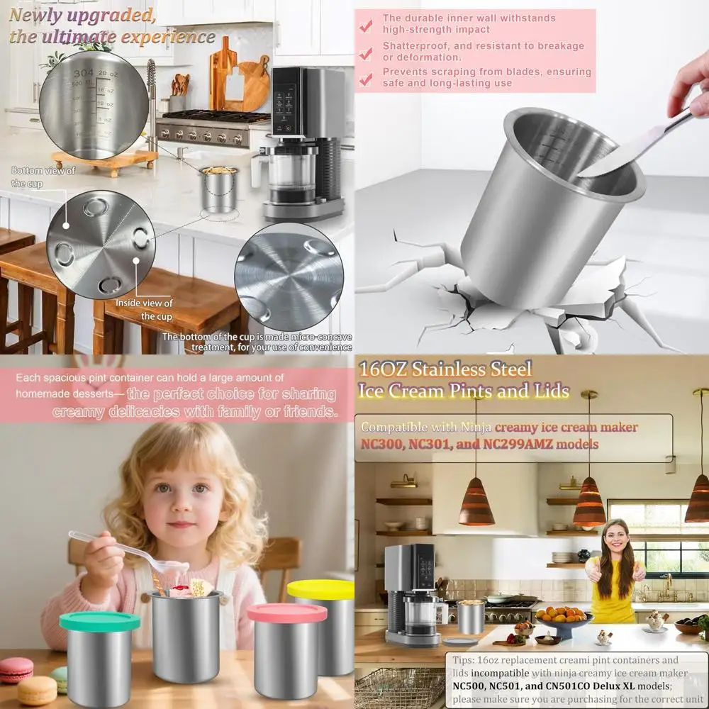 

Набор из 4-х стаканов из нержавеющей стали объемом 16 унций с силиконовыми крышками, совместимых с различными моделями.