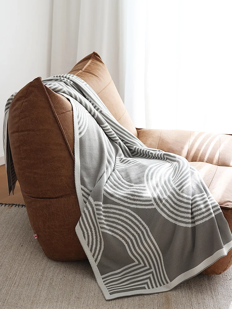 Nordic Geometric Knitted Blanket for Beds Modern Simplicity Sofa Cover Luxury Throw Blanket Home Decor Bed End Towel Soft Shawl
