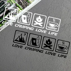 CANPING LOVE LIFE 캠핑 자동차 스티커 황야 캠프 파이어 모험 자동차 장식 스티커 커피 RV 오프로드 방수