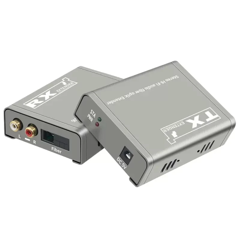 20Km RCA Audio Fiber Extender over SC Fiber Optical Cable RCA L/R Audio Fiber Transceiver Transmitter and Receiver kit Converter