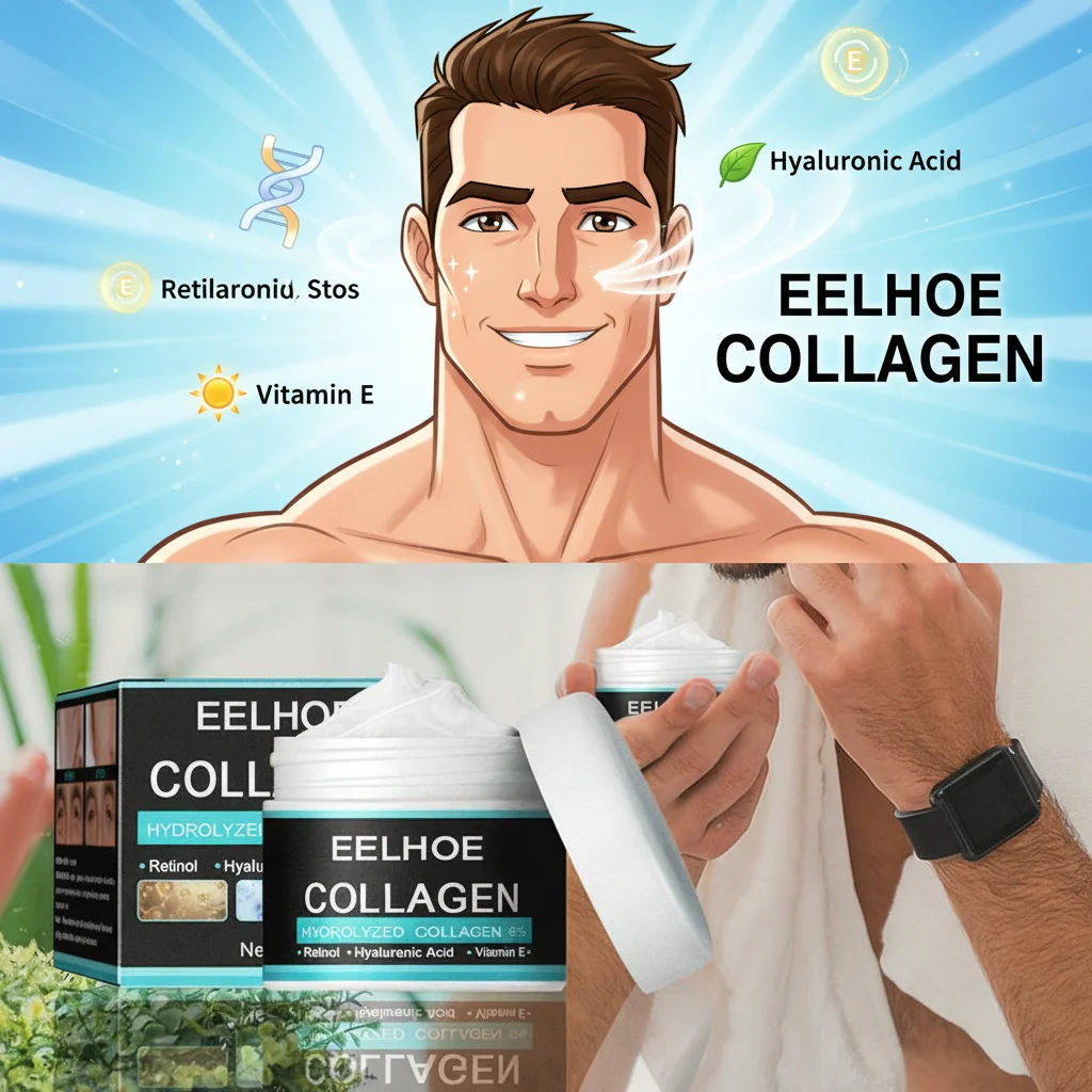 EELHOE (Buy 6 Get 4 Free) Men's Anti Aging Face Cream Collagen Moisturizing Facial Lotion Hyaluronic Acid Vitamin E Skin Cream