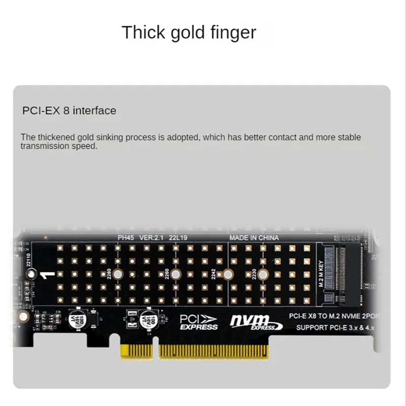 

Optimal PCI-E X8 Double Disk RAID Card NVME M.2 M KEY SSD Expansion Adapter Extended Dual NVME RAID PCI-E X8 Split Card