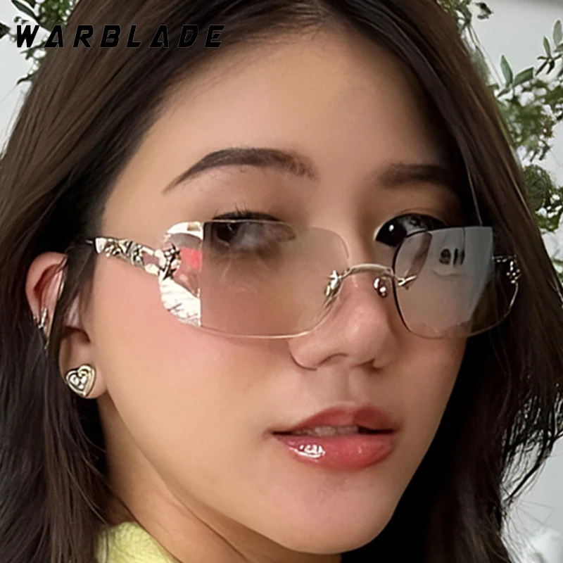 

Fashion Design Y2K Punk Rimless Square Women Sunglasses Hipster Luxury Brand Metal Men Sunglass Street Snap Eyewear Lentes UV400