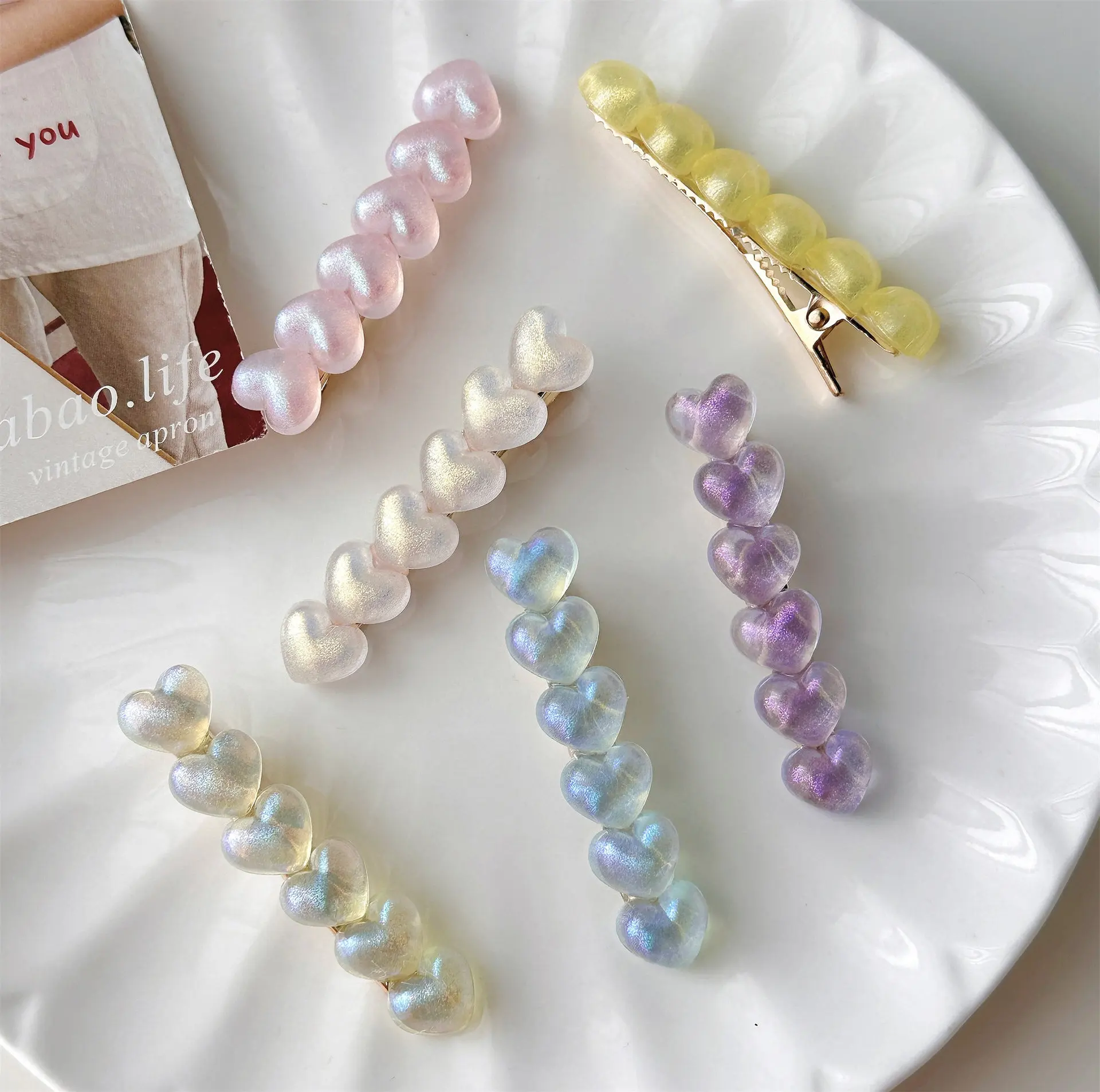 5Pcs INS Mermaid Love Hairpin Sweet Cool Temperament Bangs Clip Girl Side Clip Hair Accessories