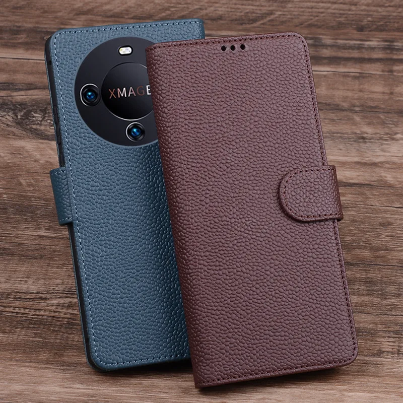 

Hot Sales Luxury Genuine Leather Flip Phone Cases For Huawei Mate 60 Mate60 Pro Leather Half Pack Phone Cover Case Shockproof