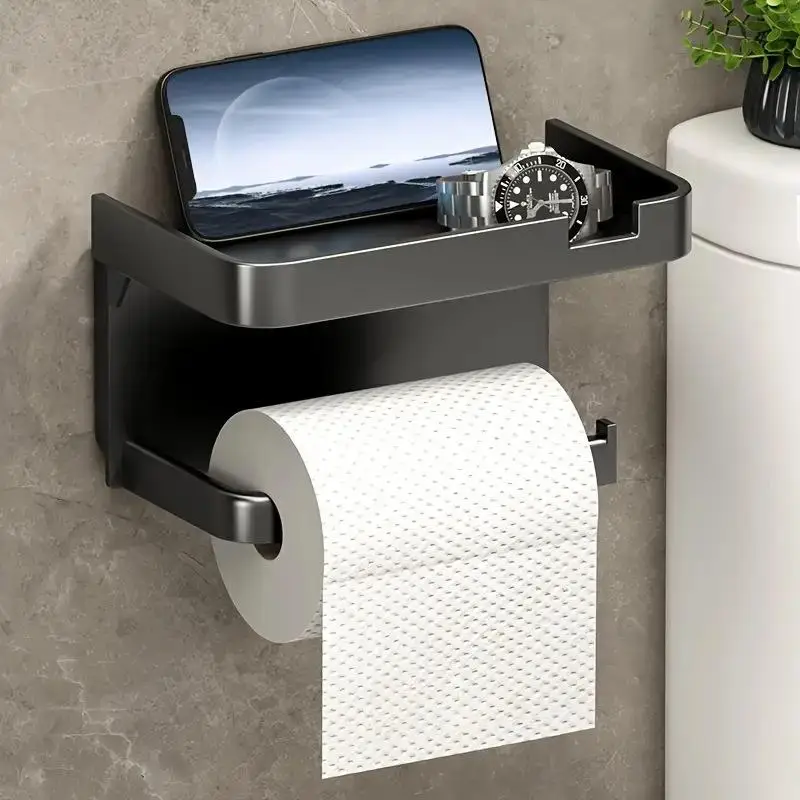 Bathroom Wall Roll Of Paper Phone Storage Toilet Paper Holder Plastic Storage Rack Kitchen Towel Placement Of Seasoning Bottles view 2