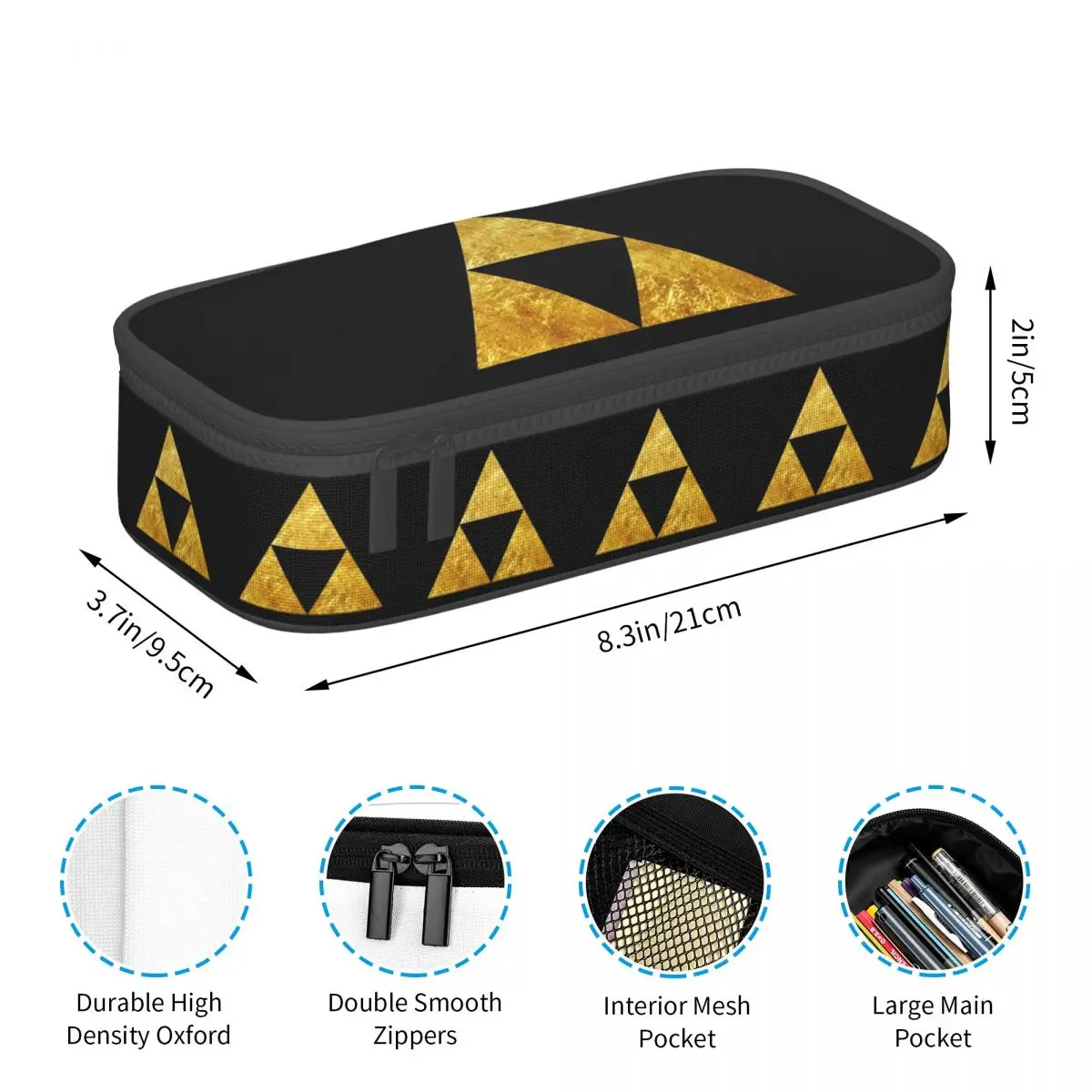 Gouden Triforce symbool Zelda etui voor jongen meisje school pennendoos potlood tas briefpapier pennenhouder tas