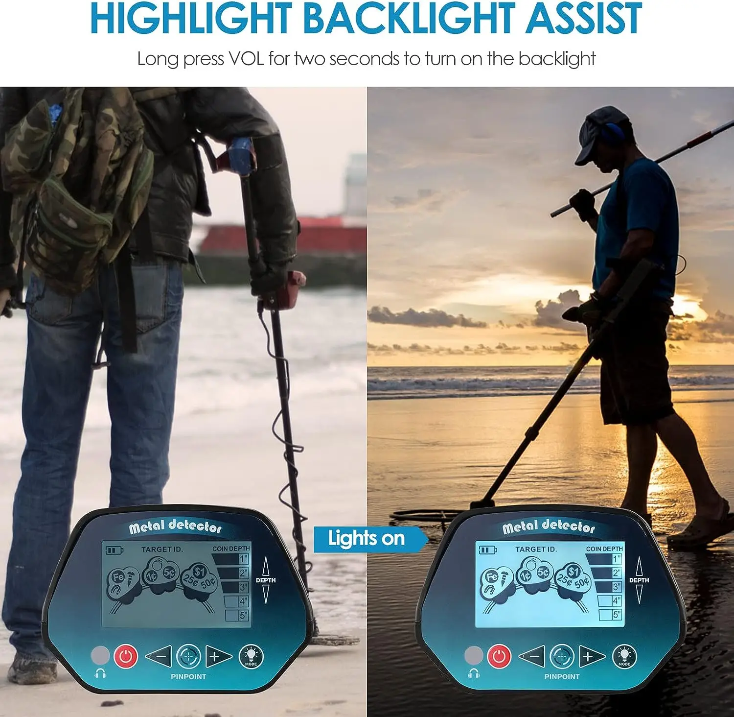 Professional Metal Detector with LCD Display, MD-4071, Waterproof, High Precision, Outdoor Gold Digger