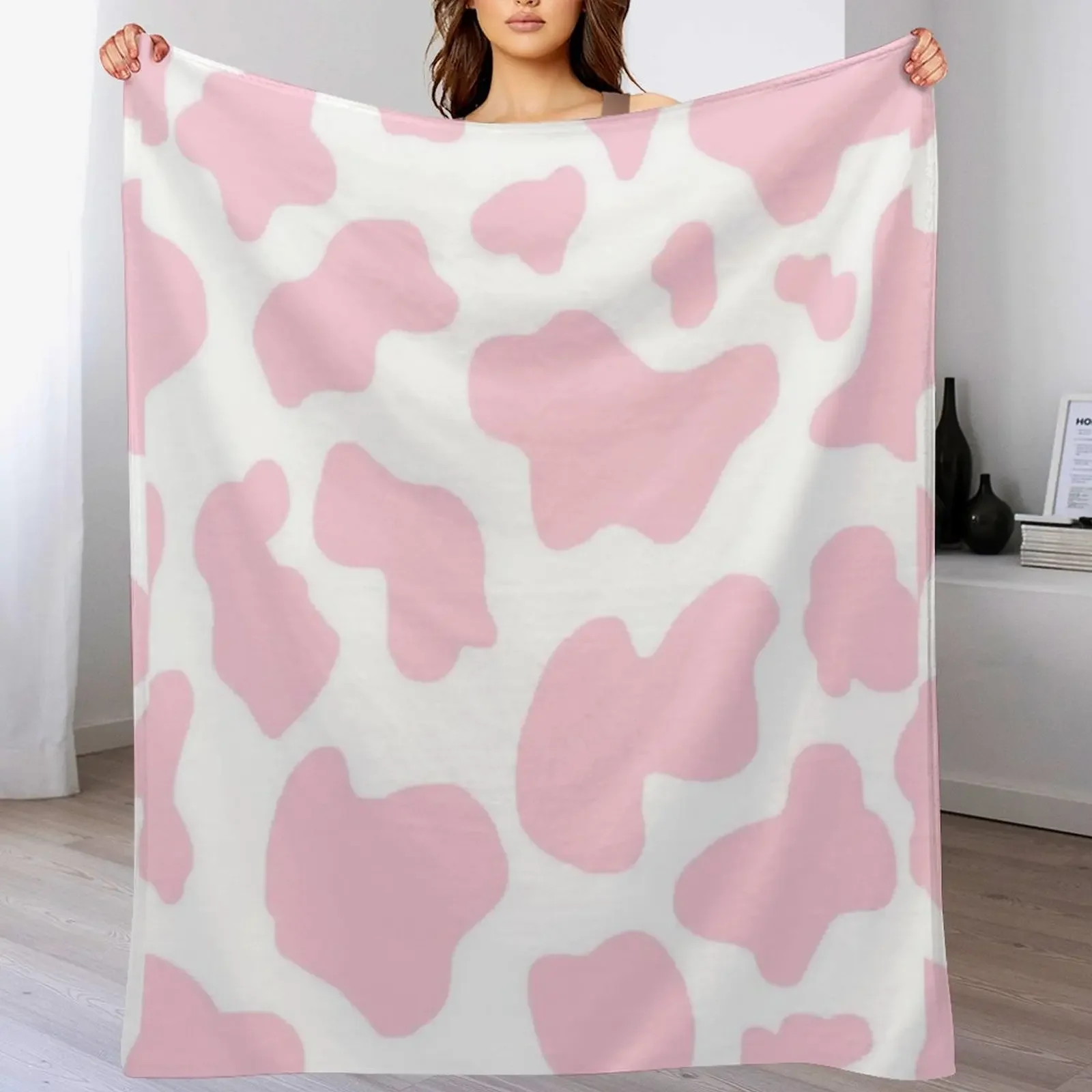 

pink cow print Throw Blanket Cozy Microfiber Throw Blanket for Home Bedroom