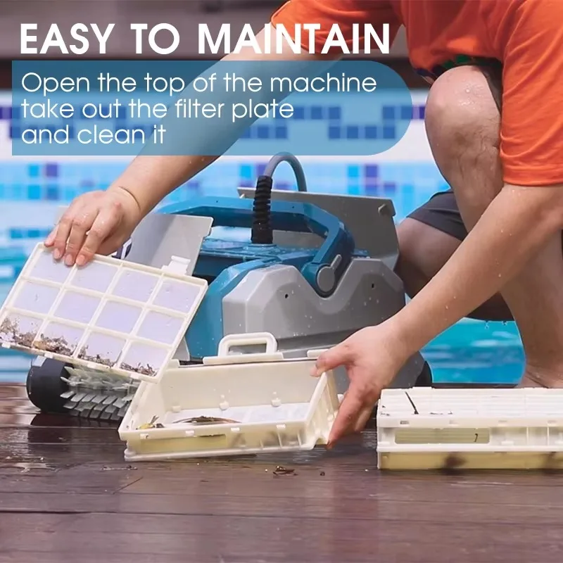 منظف روبوت حمام السباحة، مكنسة كهربائية روبوتية أوتوماتيكية لاسلكية، ملحقات تسلق الجدار لحمام السباحة الداخلي #5