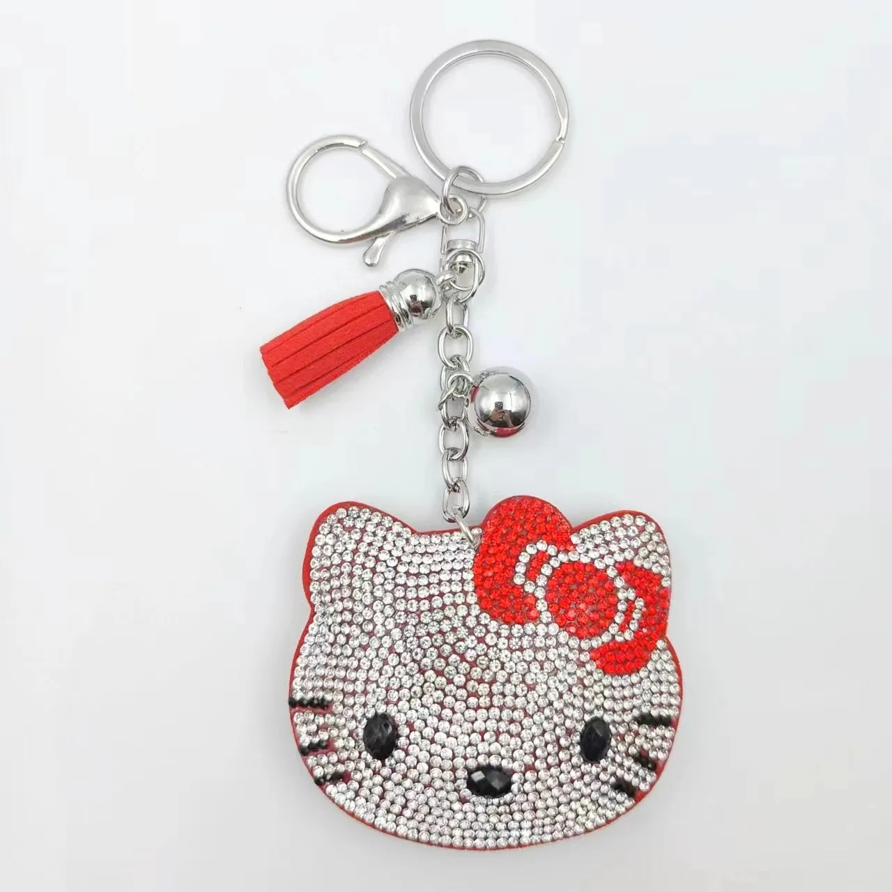 Sanrio Olá Kitty Avatar Grande Chaveiro com Diamante Set, Cartoon Água Flanela Pingente, Mochila Acessórios Presentes, Novo