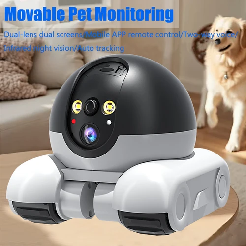 Cámara Robot de doble lente WIFI monitoreo de pantalla Dual 1080P HD PTZ cámara de vigilancia de seguridad IP seguimiento automático Monitor de mascotas para bebés