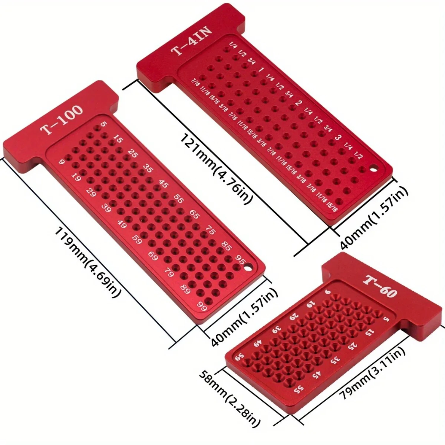 Woodworking Scribe Metric/Inch T-Square Hole Pocket Ruler Aluminum Line Drawing Gauge Carpenter Right Angle Protractor Layout