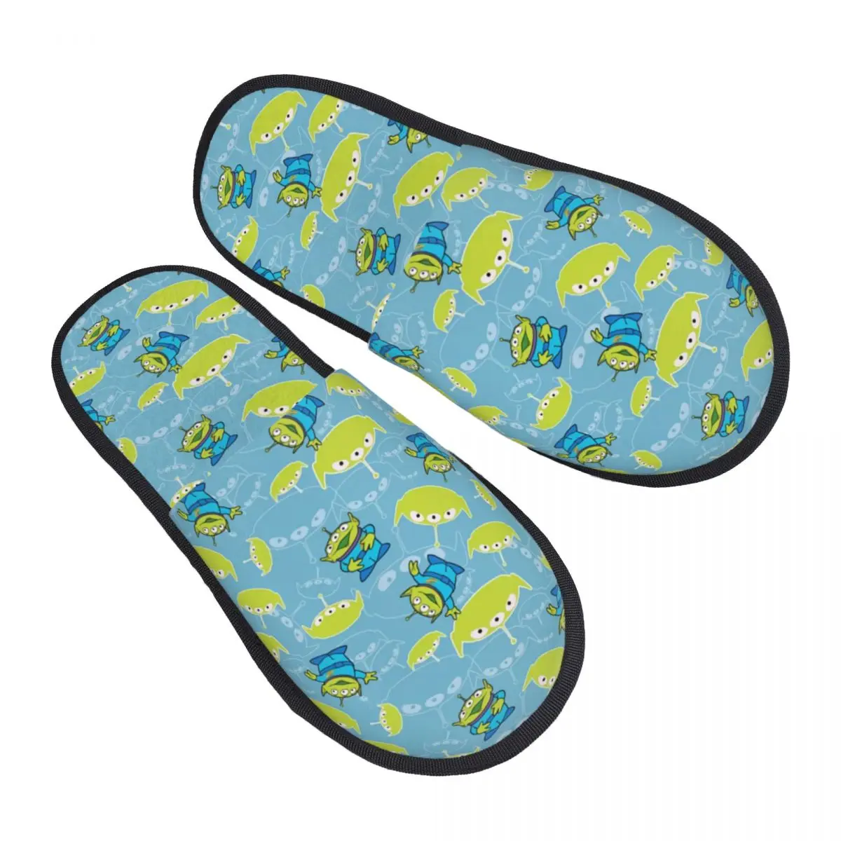 Custom Toy Story Anime Memory Foam Slippers Women Soft Warm Green Aliens House Slippers