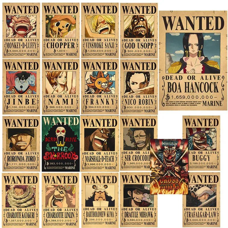 56 قطعة من ملصقات الرسوم المتحركة One Piece Wanted للهاتف المحمول والجيتار والسيارة وملصقات جرافيتي رائعة لديكور لعبة