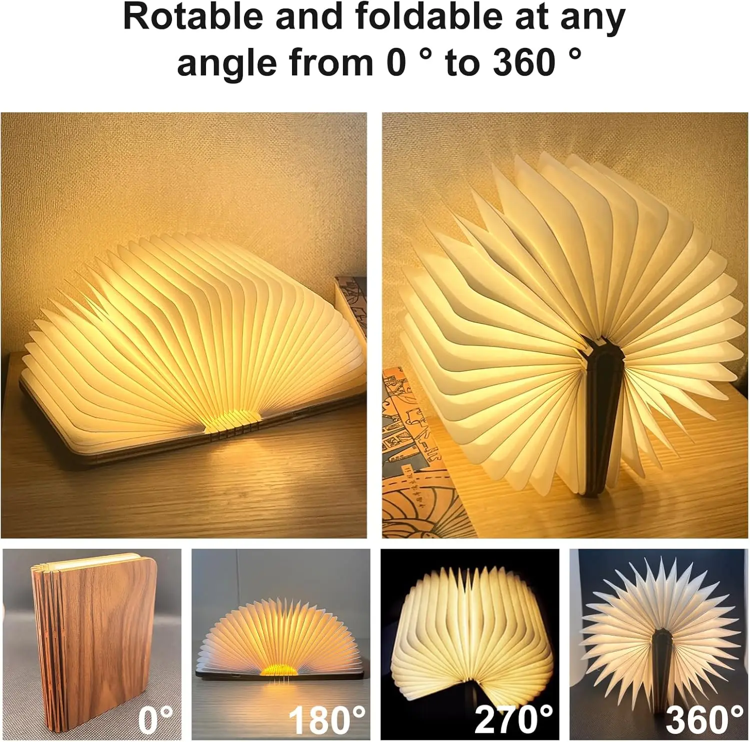 مصباح كتاب صغير قابل للطي، أضواء كتاب خشبية، نسخة مطورة من ضوء المكتب المحمول، فانوس ورقي LED مبتكر