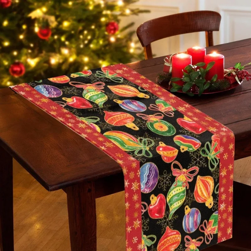 Merry Christmas Table Flag Snowflake Candy Pattern Atmosphere Table Flag New Year Table Decoration Fabric Holiday Friend Gift