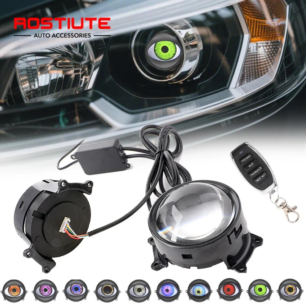 3 Inch Evil Eyes Led Dynamic Projector EyeBall Fog Lights 33 Modes Automotive Car Headlights with With Remote Control 12-36V