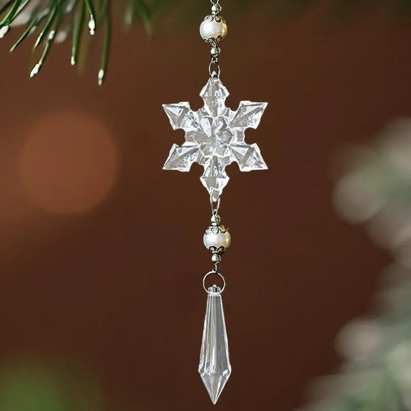 Decorações decorativas do floco do neve para a árvore de Natal, pendente, acrílico