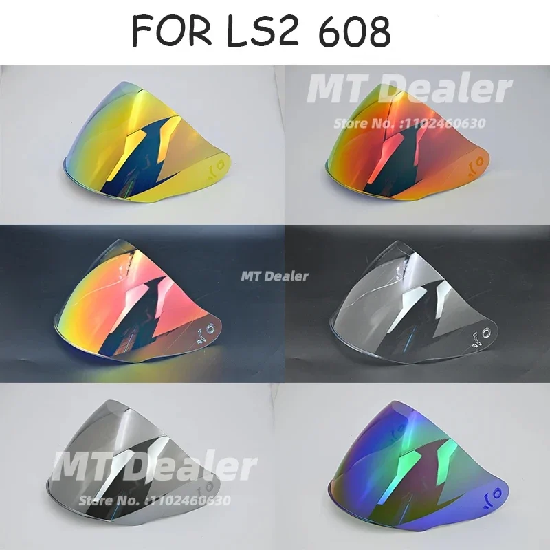 

Suitable for LS2 half helmet lens battery car helmet OF608 lens transparent black tea aurora red day and night