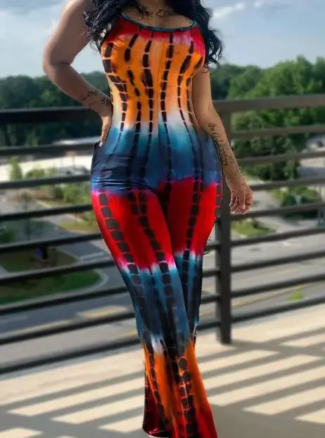 Sexy Woman Jumpsuits Streetwear Summer 2024 New Fashion Versatile Print Sleeveless Slim Fit Open Buttocks Jump Suits for Female