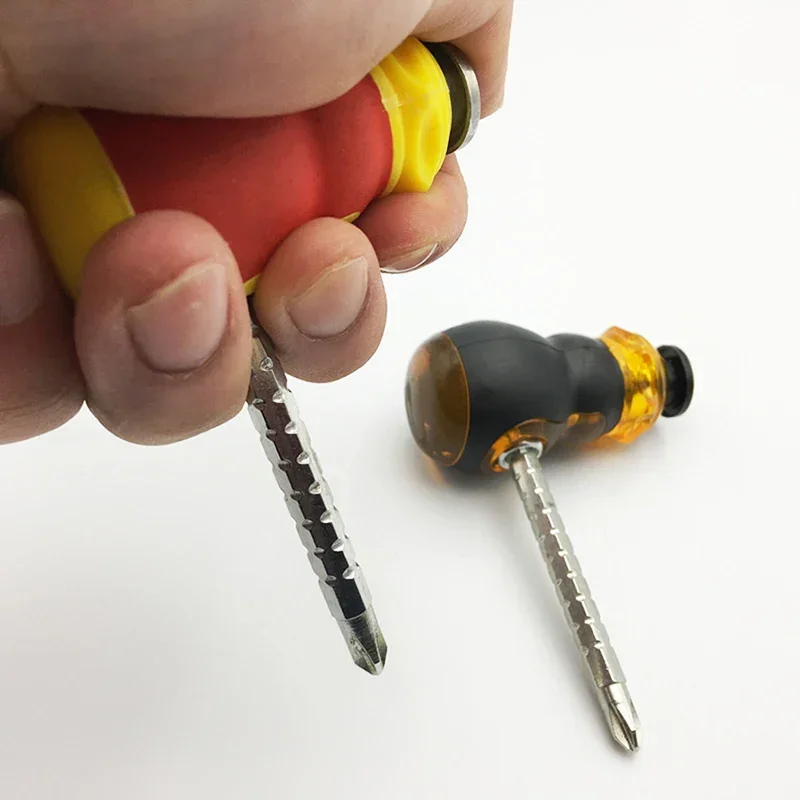 5x75 Mini Portable Small Carrot Screwdriver Telescopic Screwdriver Transparent Head Double-Use Screwdrivers Manual Repair Tool